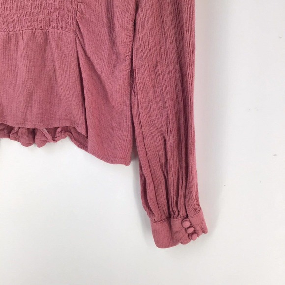 Free People Womens Peasant Top Mauve Pink Size M Cropped Boho - Picture 10 of 16